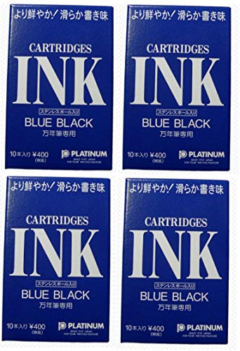 Platinum Fountain Pen Dye-based Ink Cartridge - Blue Black - Pack of 10 4 set