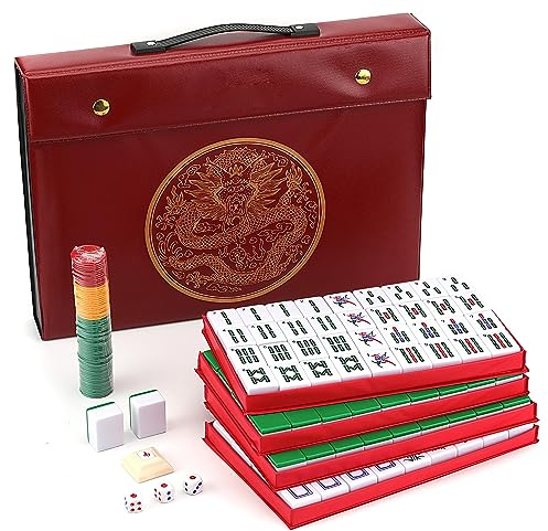 Mose Cafolo Chinese Mahjong Set X-Large 146 Numbered Melamine 1.5 Large Size Tile with Carrying Travel Case, English Manual, Pro Complete Mahjongg Game Set (Majiang, Mah Jongg)