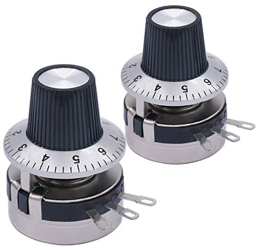 Taiss 2 Stück Single Turn Rotary Carbon Linear Variables Potentiometer + 2 Stück Knopf WTH118-2W 1K Ohm