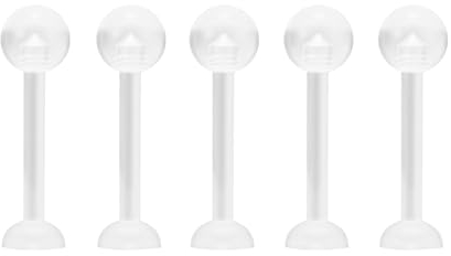 NewkeepsR 5 Stück-1,6mm Dicke, 12mm Länge, Bioplast Flexibler, klarer Zungenringhalter, Unauffällige flache Labret-Abstandshalter