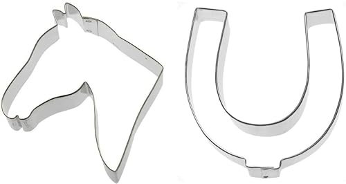 Western Horse Cookie Cutter 2 Piece Set from The Cookie Cutter Shop - Horseshoe & Horse Head Cookie Cutters – Tin Plated Steel - Made in the USA