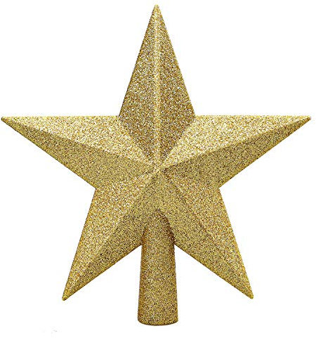 ANECO Glitter Mini Christmas Tree Topper Shatter-proof Small Christmas Tree Decoration Treetop for Holiday Ornament or Home Decor