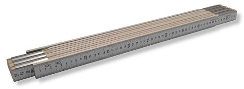 DEWEPRO® Spezial Gliedermaßstab 4m mit Duplexteilung - Holzmeterstab 500 cm Zollstock - Meterstab aus Hartholz in weiß
