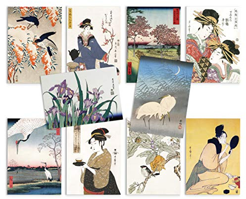 Japanische Ukiyo-e Art Postkarten Set von 10 - Postkartenpaket Holzblockkarten Geschenk (Kartenset 2)