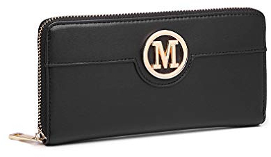 Miss Lulu Damen Geldbörse Klassische Brieftasche Mit Langem Reißverschluss Steckplatz für Mehrere Karten PU Leder
