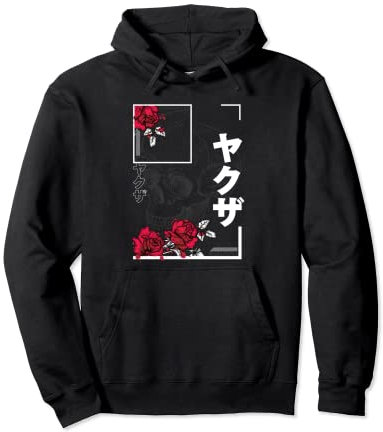 Japanese Aesthetic Skull Roses Japan Goth Gothic Soft Grunge Pullover Hoodie