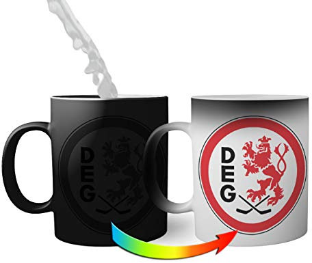 BroiderStudio Keramik Becher für Kaffee Tee 330ml (11oz), Eishockey Team Dusseldorf EC DEG, Magic Becher, Geschenkbecher, 1 Stück