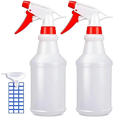 Empty Spray Bottles (16oz/2Pack) - Adjustable Spray Bottles for Cleaning Solutions - No Leak and Clog - HDPE spray bottle For Plants, Pet, Bleach Spray, Vinegar, BBQ, and Rubbing Alcohol.