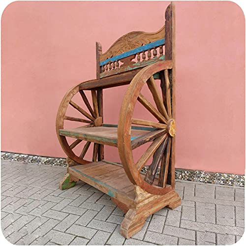 Simandra Antikes Wagenrad Regal | Djawa | Recycling Teak Holz massiv