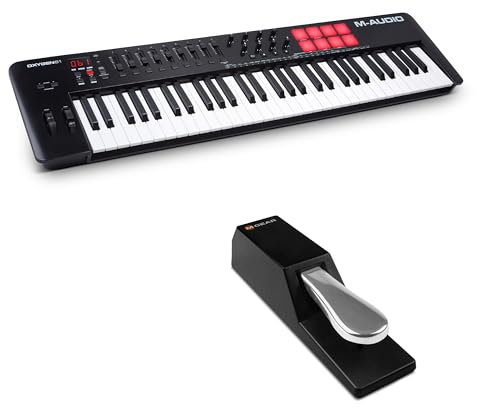 M-AUDIO Oxygen 61 MKV MIDI Controller Bundle with M-AUDIO SP-2 Sustain Pedal for Studio Recording, Music Production, Podcasting, Streaming
