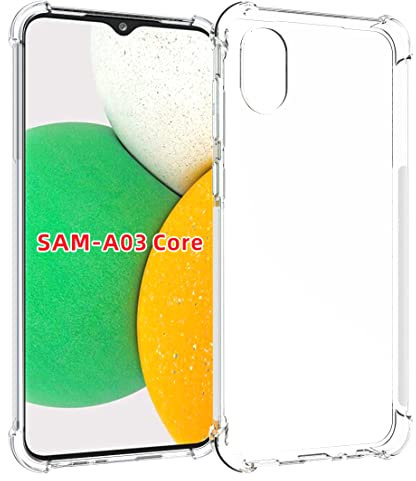 USTIYA Hülle für Samsung Galaxy A03 Core Clear TPU Vier Ecken Schutzhülle Transparent Soft Funda