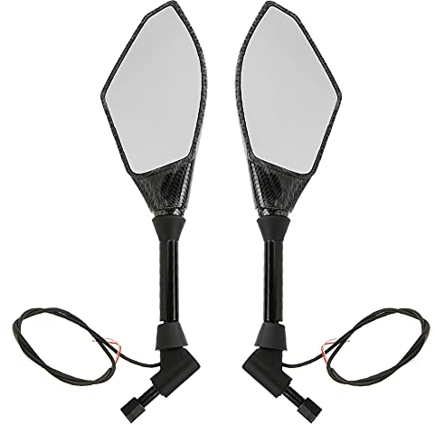Blinkerspiegel, Yosoo ABS-LED-Seitenrückspiegel mit Blinklicht-Richtungsanzeige für 10-mm-Lenker Motorcy für Rückspiegel-LED-Motorradspiegel-Blinker-Spiegellicht-LED-Lenker
