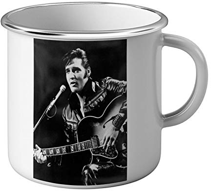 French Unicorn Elvis Presley Tasse emailliert Metall Star Sänger Musik Vintage 1