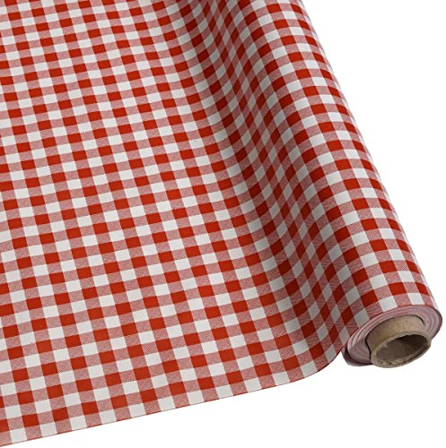 DéVa Wachstuchtischdecke kariert rot 1,4m Breite x 20m Länge - PVC Wachstuch - Outdoor und Indoor Tischdecke