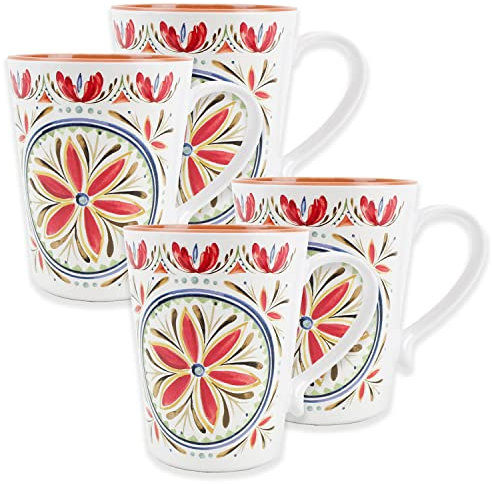 Auntie Morags Purely Home Rio Medallion Melamine/Plastic Outdoor/Camping/BBQ Mugs (Mediterranean, 4)