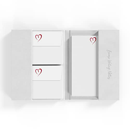 Me Loovely Liebe Herz Brief Briefpapier und Umschläge Set A5 Größe Papiere Schreibwaren zum Schreiben von Liebesbriefen Valentinstag Geburtstag & Hochzeit (20 Stück mit Mappe)