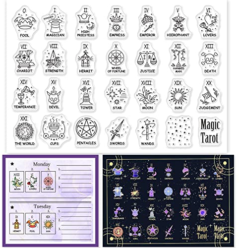 GLOBLELAND Tarot Tagebuch Transparente Silikonstempel Zwölf Sternbilder Klare Stamps Tarot Silikonstempel Für Kartengestaltung DIY Prägung Journaling