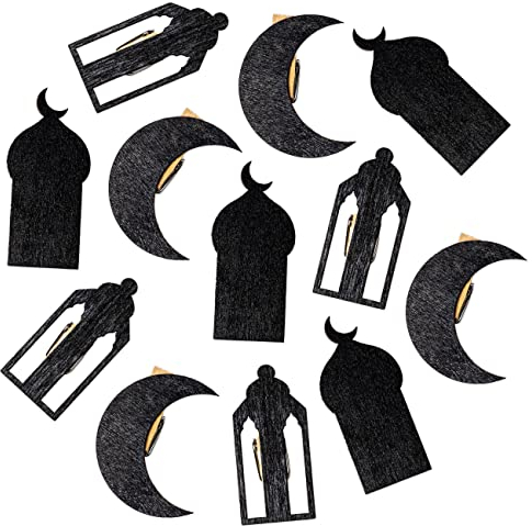 Papierdrachen 12 Ramadan Motivklammern - Moscheen und Monde - Dekoration für Ramadan für Geschenke, Tischdeko, Karten, Servietten und mehr - Set 2