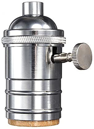 Vintage Glühbirnenfassung, Retro E26/E27 Retro Aluminium Lampenfassung mit Schalter Knopf für Heimdekoration und Bar Pendelleuchte (Silber)