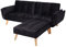 Mendler Schlafsofa HWC-K18 mit Ottomane, Couch Sofa Gästebett, Schlaffunktion 218x175cm - Samt schwarz