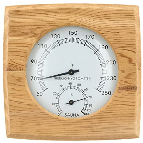 Homaisson 2 in 1 Wooden Sauna Hygrothermograph, Sauna Thermometer and Hygrometer, Indoor Humidity Temperature Measurement Sauna Room Equipment and Accessories