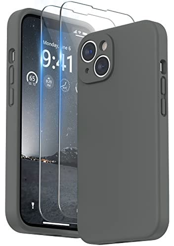 SURPHY Compatible with iPhone 14 Plus Case with Screen Protector, Liquid Silicone Individual Protection for Each Lens Shockproof Thickened Rubber for iPhone 14 Plus 6.7 inch 2022 (Space Gray)