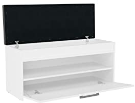 BDW Schuhschrank Schuhbank mit Sitzfläche Schuhregal, Schuhkipper, 100x35x49cm - Flur, Wohnzimmer, Schlafzimmer, perfekte Lösung bei Platzmangel für Schuhe (Weiß)