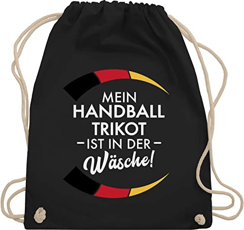 Shirtracer Turnbeutel Rucksack - 2024 - Mein Handball Trikot ist in der Wäsche - Handball WM EM Witzig Spruch Lustig Trikot Ersatz - Unisize - Schwarz - 2022 beutel handball+sprüche ball