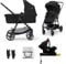 Kinderkraft Newly 4 in 1, Stroller, Pushchair, Travel System, Pram, Newborn Baby, Large Hood, Accessories, Easy Folding, Included Car Seat with ISOFIX Base, from Birth up to 22 kg, Black