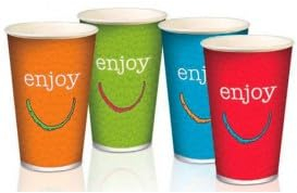 Genérico 200 Vasos decorados en cartón 50/65 cl ENJOY para bebidas frías multicolor