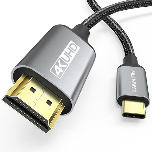 UANTIN Cable USB C a HDMI de 3 pies | Cable USB 3.1 tipo C a HDMI de alta velocidad 4K [compatible con Thunderbolt 3/4/5] con MacBook, Galaxy S9 a S24, iPhone 15/16, iPad Pro, iMac, Surface