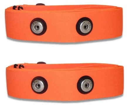 Fitness Prince® Premium Verstellbarer, elastischer Ersatzgurt für ANT+ & Bluetooth Brustgurt kompatibel mit Garmin, Wahoo, Polar H9, H10 usw. und weiteren (2er Pack Orange)