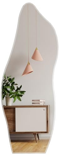 Muzilife Asymmetrischer Ganzkörperspiegel Rahmenloser Wandspiegel 160x60cm, Unregelmäßiger Großer Wandspiegel mit MDF-Rückwand, Dekorativer Spiegel für Wand Wohnzimmer Bad Flur Eingang, Deko