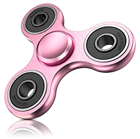 Coolden Hand Spinner Metal, Anti Stress Fidget Toys Haute Vitesse de 2-5 Min, École Bureau Jouet Fidget Spinner Cadeau pour Enfants Adultes Anxiety Relief ADHD Finger Spin Argent Rose