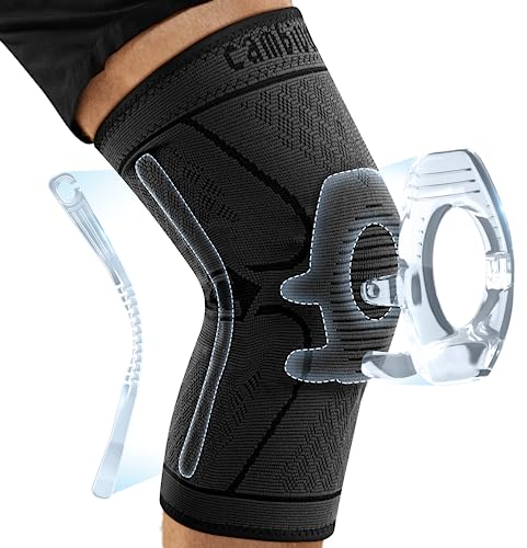 CAMBIVO Kniebandage Männer Damen 1 Stück, Kompression Bandage Knie mit Seitenstabilisatoren & Patella Gel Pad, Kniebandage Meniskus Arthritis, Knieschützer für Training, Sport, Laufen