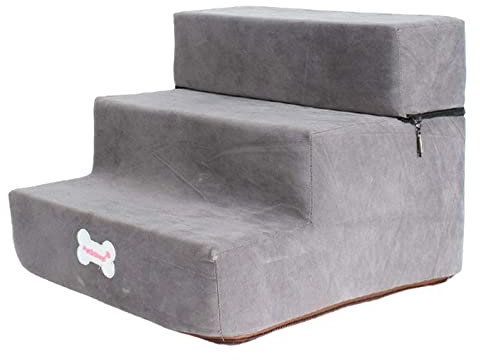 Dualoai Scaletta per Scale per Cani, Spugna Antiscivolo, Giocattoli, Lettino per Vecchi Gatti, Grigio chiaro