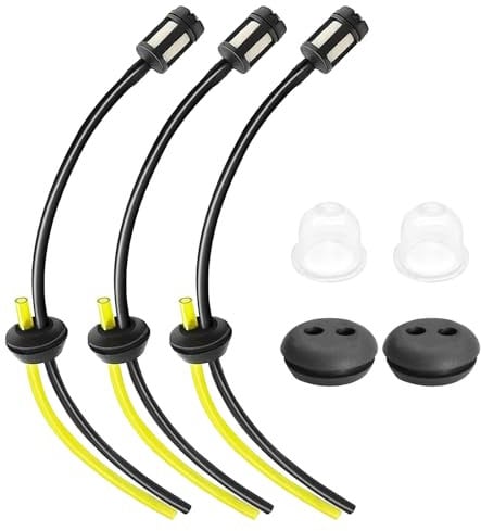 Bisienya Fuel Pipe 4pcs Strimmer Fuel Line Strimmer Fuel Pipe Universal Strimmer Fuel Pipe Fuel Line Hose Kit Petrol Strimmer Parts for Lawn Mowers Hedge Trimmers with 2 Rubber Plugs+2 Oil Bubbles
