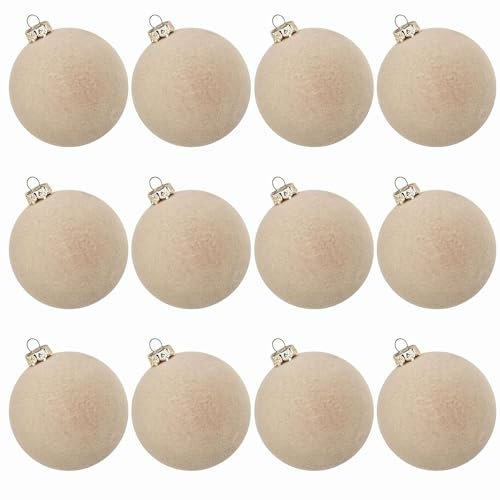 Samt-Weihnachtsschmuck, bruchsicher, große Weihnachtskugeln, Weihnachtsdekoration, Weihnachtsbaumschmuck-Set, Weihnachtskugeln, Urlaub, Party, hängende Heimbüro-Dekoration, Gelb, 12 Stück
