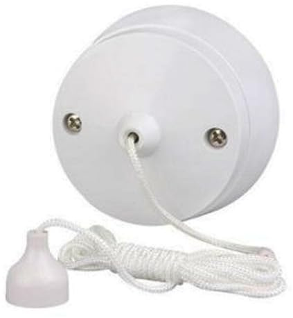U-Trade Standard Round Ceiling Pull Cord Light Switch 2 Way 6 Amp - Ideal for Bathrooms and Utility Rooms –1.5M Adjustable Cord - White.