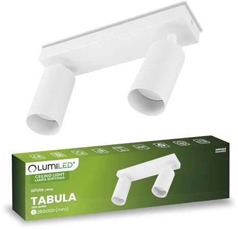 Lumiled Deckenleuchte Deckenspot Deckenstrahler 2-flammiger Spot Spotlampe für Decke Spotleuchte Deckenlampe Innenleuchte Spots Downlight schwenkbar drehbar Weiß rund 2x GU10 Fassung 230V