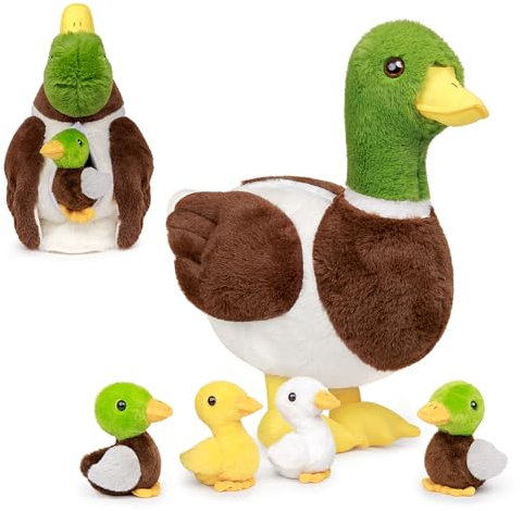 lilizzhoumax Plüschtier Grün Ente 31cm/12” Simuliertes Tier Kawaii Plüschtier Ente 4 pcs Realistische Plüschtier Grün Ente Spielzeug für Wilde Tiere Geschenk für Freunde und Kinder pelziges