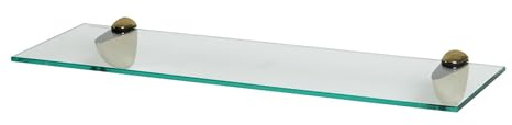 Harbour Housewares Floating Glass Bathroom Shelf - 60cm - Clear/Gold - 1x Wall-Mounted Kitchen Bedroom Shower Room Décor Caddy Towel Storage Organiser Shelving Rack with Brackets