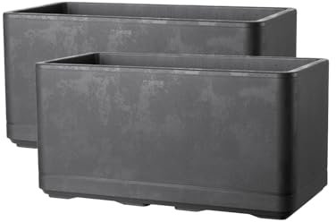 Kreher XL Pflanzkasten Cosmo mit Rollen und Wasserstandanzeige in verschiedenen Formaten und Farben. Der Eye-Catcher für Garten, Terrasse, Restaurants & Gewerbe! (Anthrazit, 2 x 80 L)
