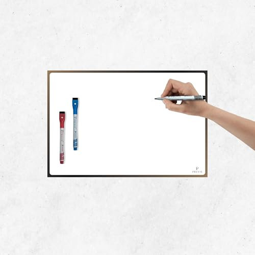PREVIS Tableau Magnetique Mural Blanc Adhesif A3 40x30cm - 3 Feutres - Film Tableau Blanc Effacable Mural - Grand Rouleau Papier Aimanté Adhésif pour Maison, Bureau- Pas Dommages Mur