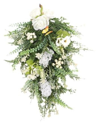 Künstlicher Blumenstrauß Aus Weißen Rosen Und Hyazinthen, Länge 50 cm, für Die Im Wohnzimmer