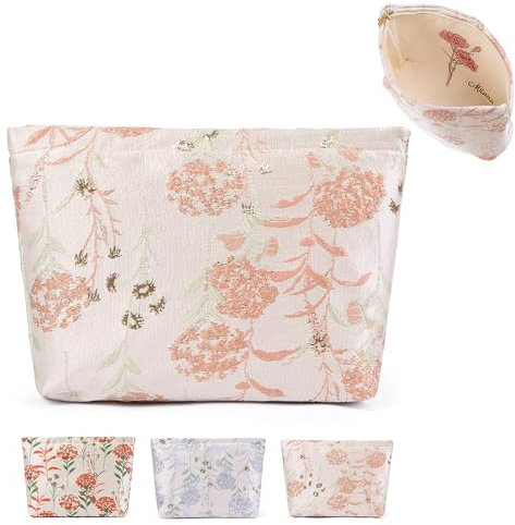 Kosmetiktasche für Frauen Personalisierte Große Schminktasche Mit Namens Geburtstagsblumen Gravur Kosmetikkoffer Reißverschluss Waschtasche (E)