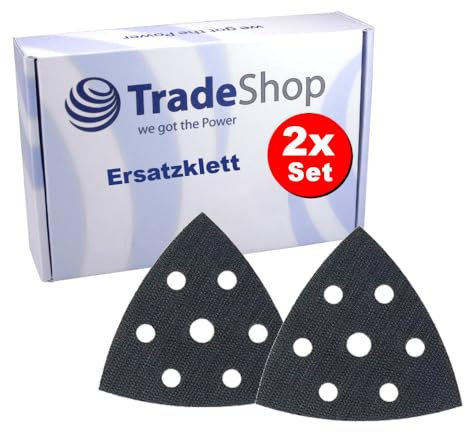 Trade-Shop - 2 pezzi di ricambio in velcro autoadesivo, 93 x 93 x 93 mm, compatibile con Bosch PDA 180 E, compatibile con Parkside PDS 290 C3, PDS 290 B2, PDS 290 A1
