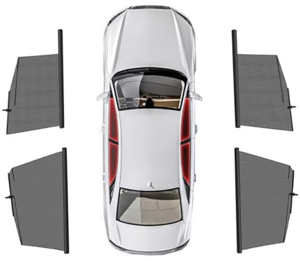 Sonnenschutzrollo für VW Golf 7 2013-2019,dehnbarer Seitenfensterrollo,Autoinnenraum,Black-Black-2-Front+2-Rear-4Pcs
