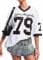 Navneet Damen Jersey Shirt Y2K Trikot Gestreift Oversize Tshirt Sommer Baggy Longshirt Kurzarm Football Streetwear Schwarz M