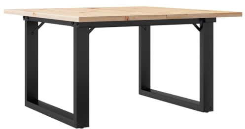 vidaXL Coffee Table - O-Frame, Solid Pine Wood, Cast Iron, 70x70x40 cm, Living Room